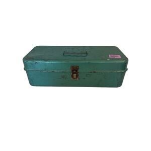 Vintage Green Tackle Box,  Utility Chest, bolt, nails, crafts, findings Storage